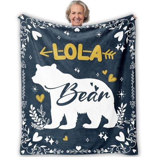 Navy Blue Lola Grandma Blanket, Grandma Gifts from Grandkids, Lola-05