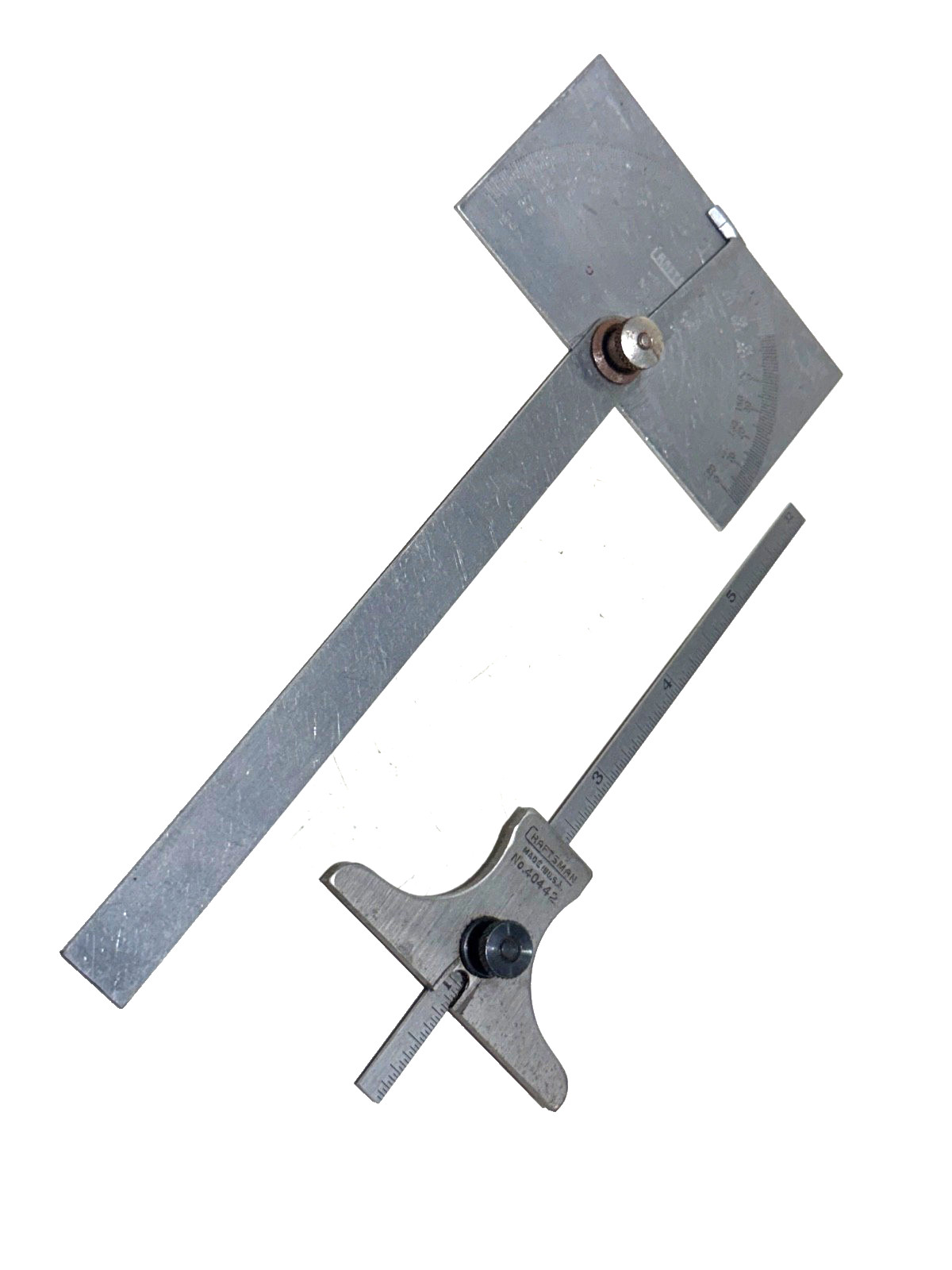 CRAFTSMAN PROTRACTOR, No. 4029, & 6” DEPTH ANGLE GAGE No. 40442, USA