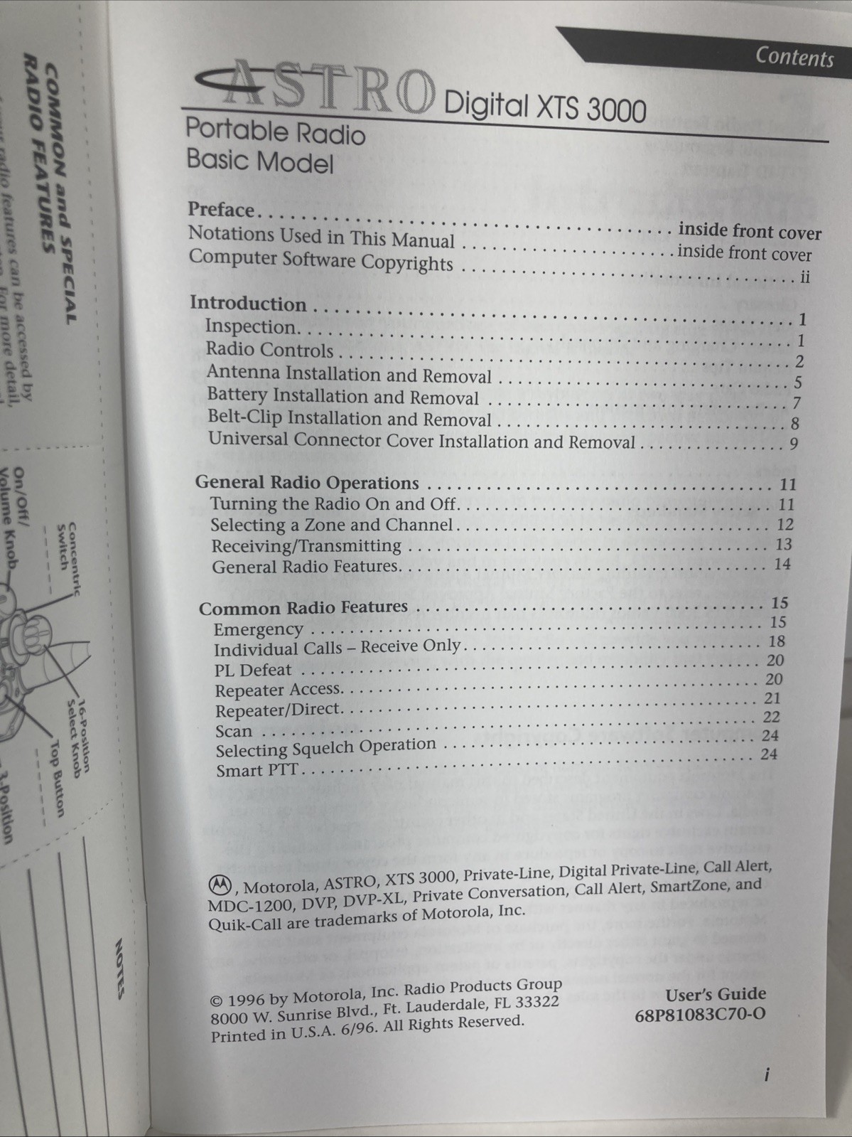 Motorola Digital XTS 3000 Basic Model Radio Operating Instruction User’s Guide