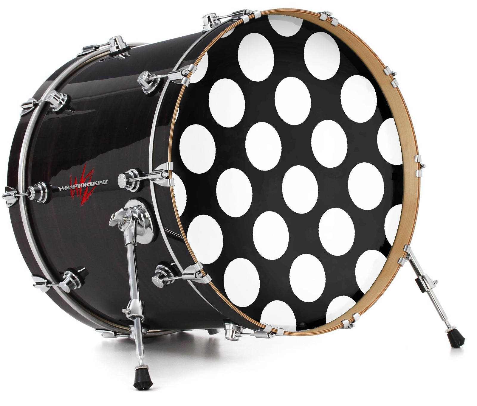 Vinyl Skin Decal Wrap fits 22" Bass Kick Drum - Polka Dots White On Black