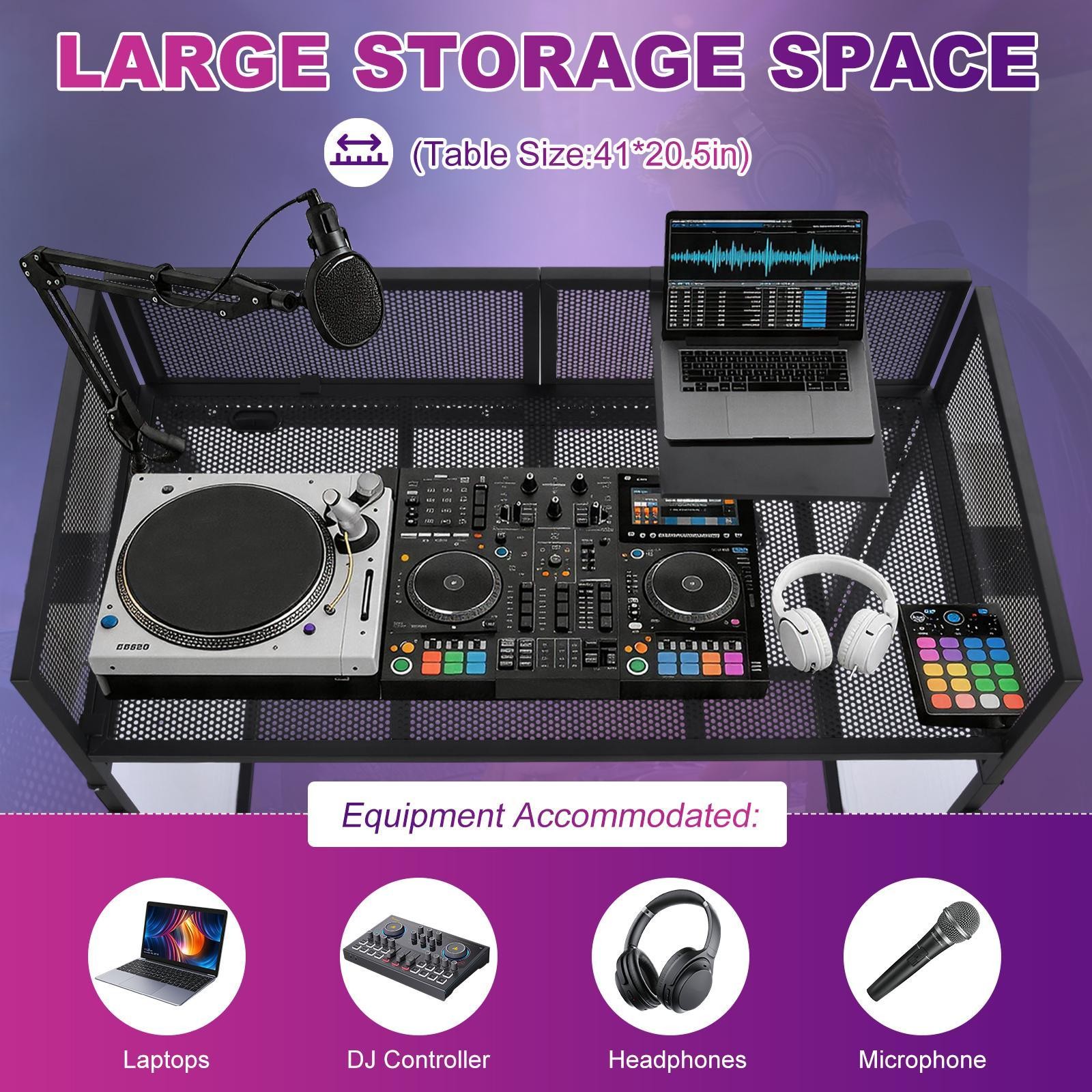 DJ Table Stand Adjustable Booth Facade W/Travel Bag Scrims + Built in Flat Table