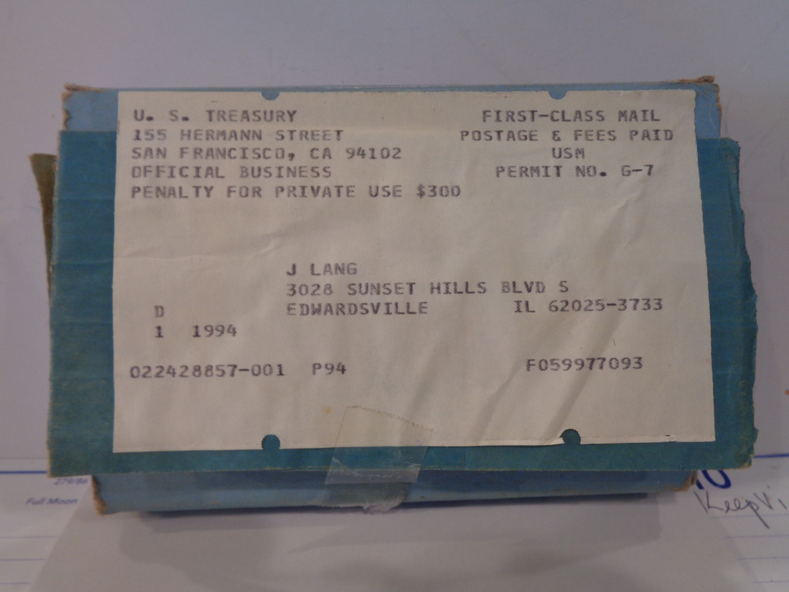 1994S Clad Proof Set U.S. Mint. Original Government Shipping Box.