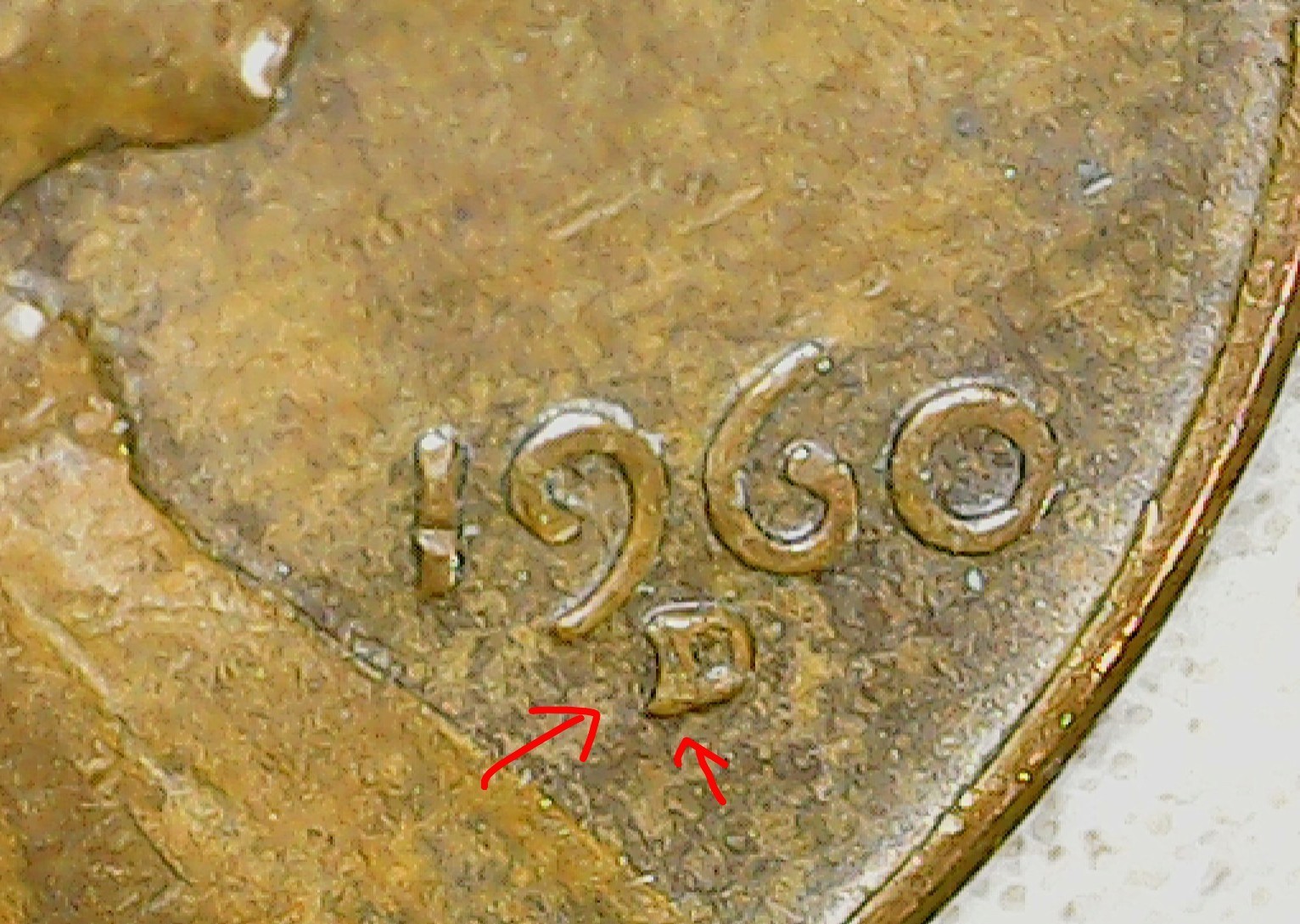 1960-D/D Re-Punched Mintmark WRPM-007 Wexler West Lincoln Memorial CONECA RPM #2