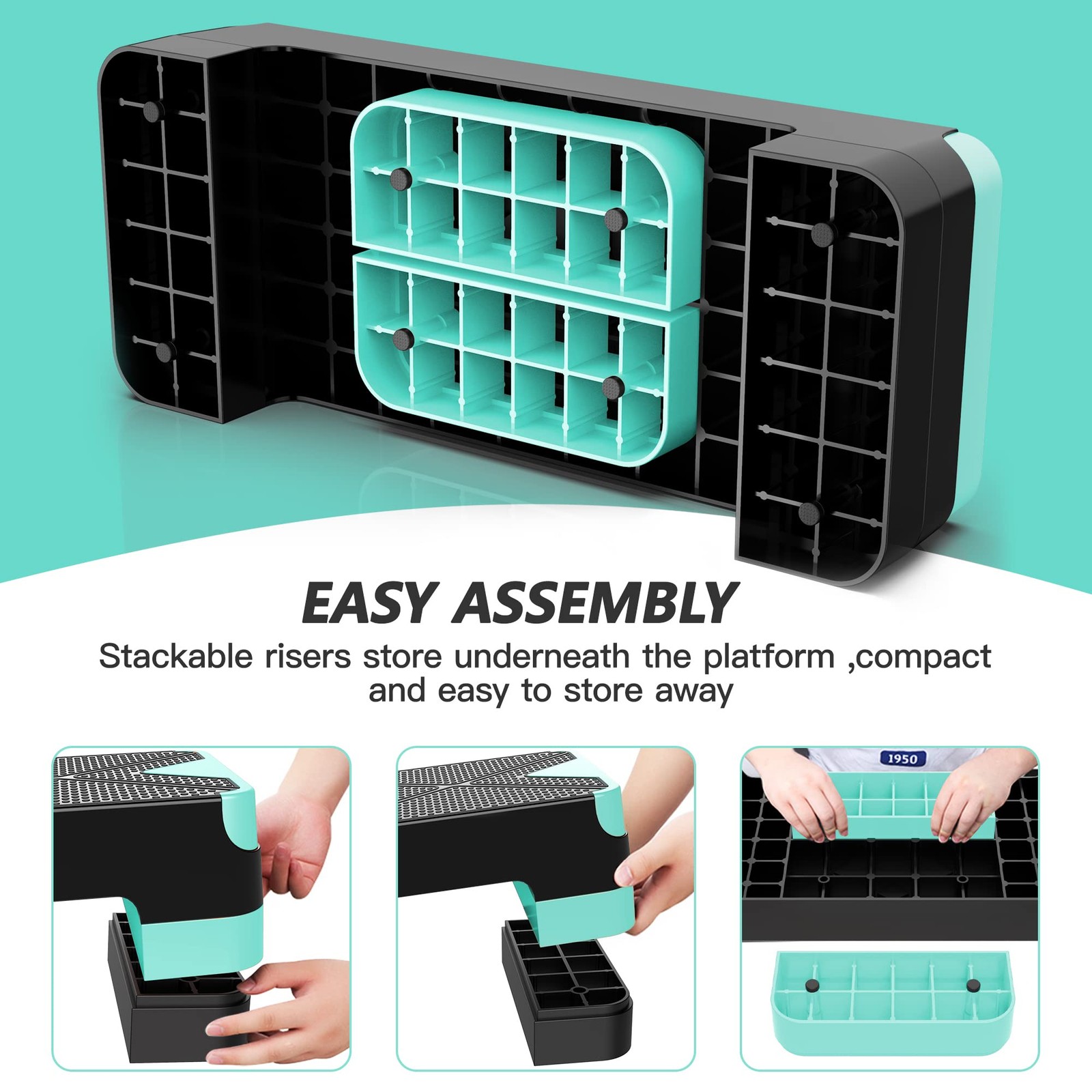 Aerobic Exercise Stepper - Adjustable Workout Platform, 26.5" Step Deck with ...
