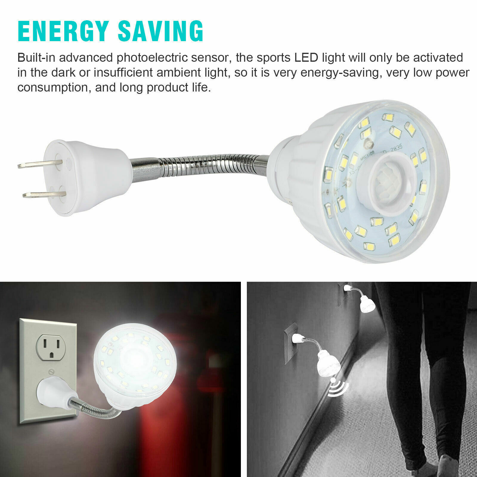 1-3PCS Motion-Activated Sensor Night Light LED AC Outlet Plug-In Wall Stair Lamp