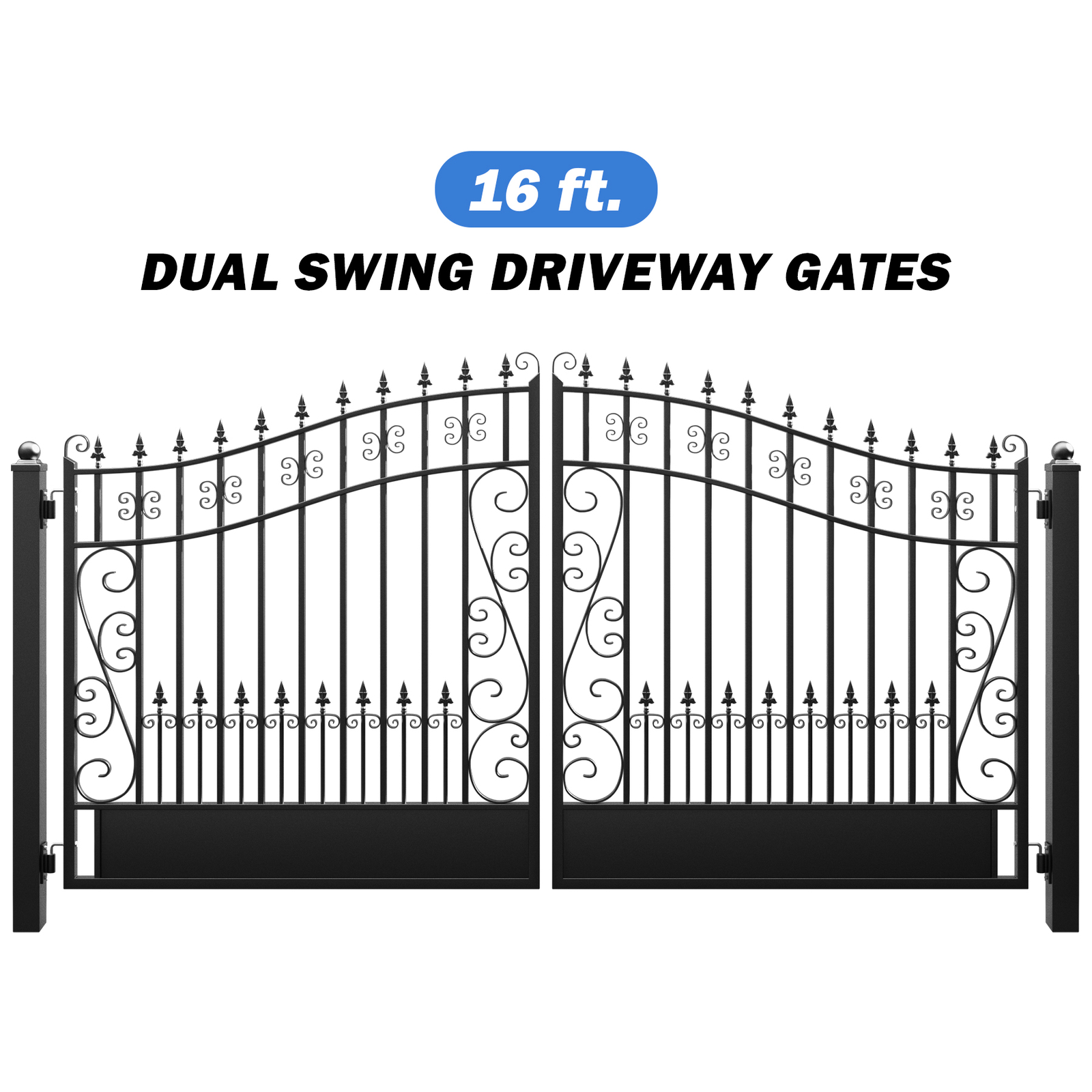 ZUMI 12x6 ft. Dual Swing Gates for Driveway Steel Swing Driveway Gates for Home
