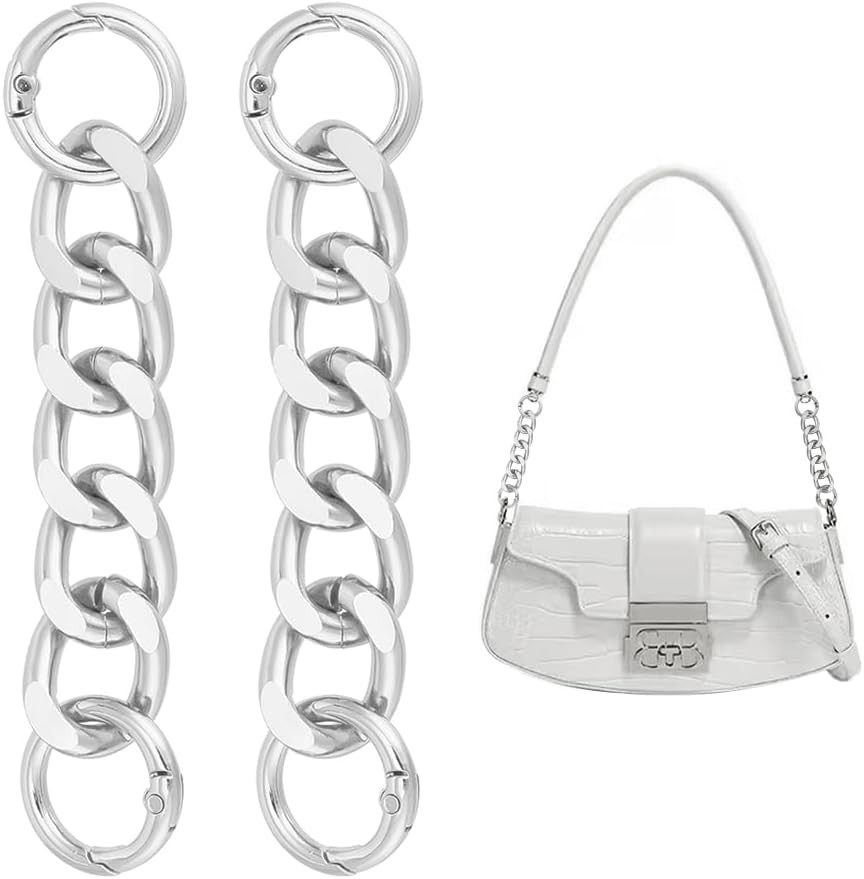 2Pcs 4.25" Short Purse Extender Chain Silver Bag Extender Chain with Spring Gate
