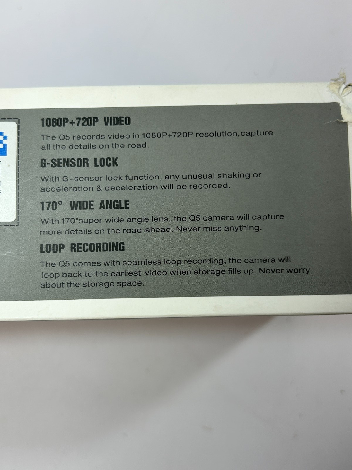 Dual Channel Dash Cam 1080p + 720p -Open Box