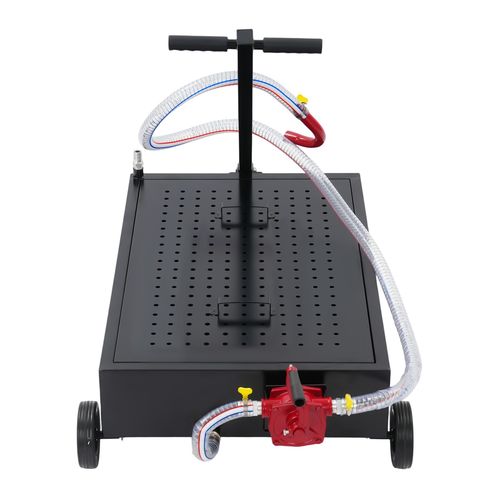 Large 17-Gallon Oil Drain Pan with Manual Pump & Hose for Easy Use