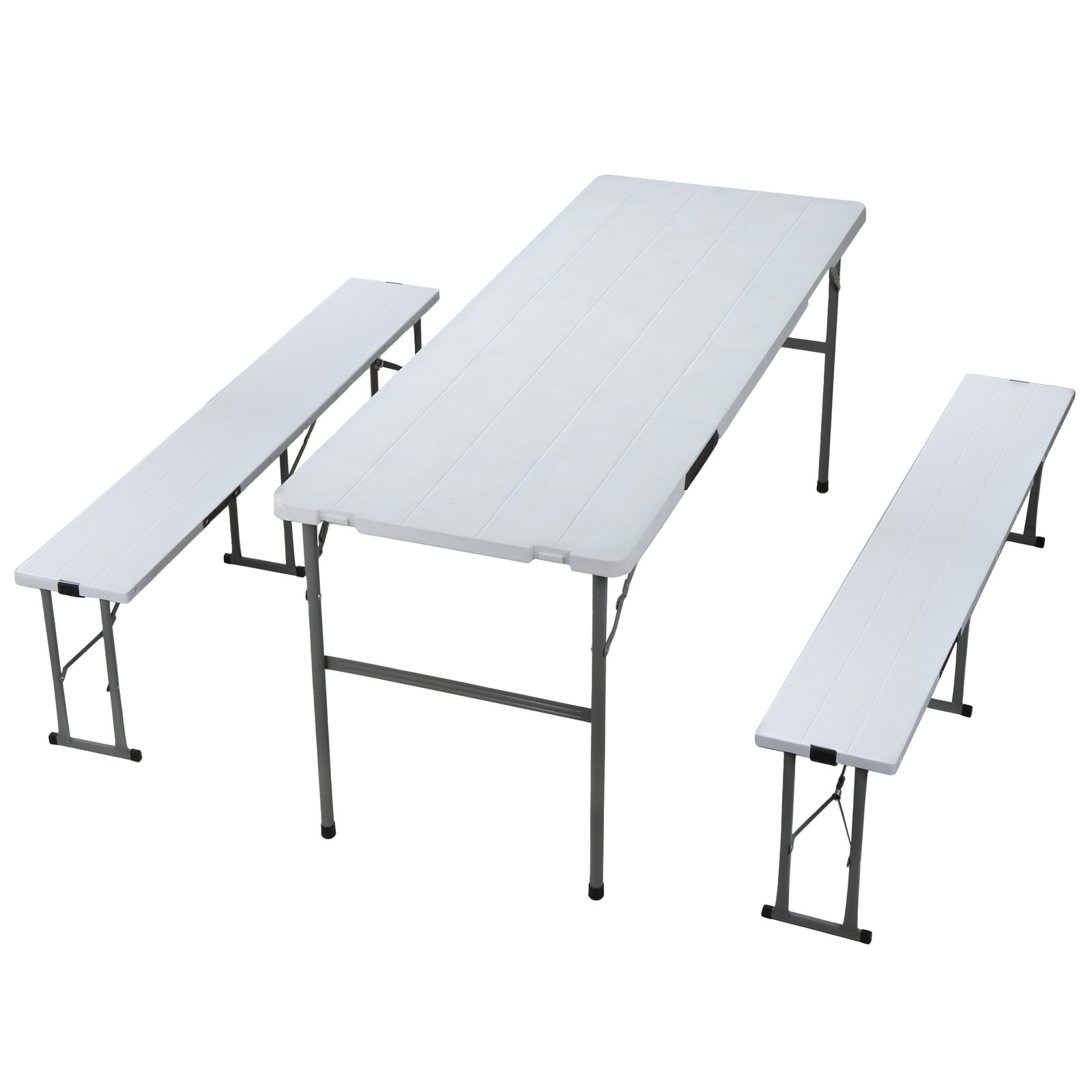 Compact Foldable Picnic Table with Storage Benches Weather Resistant HDPE Table
