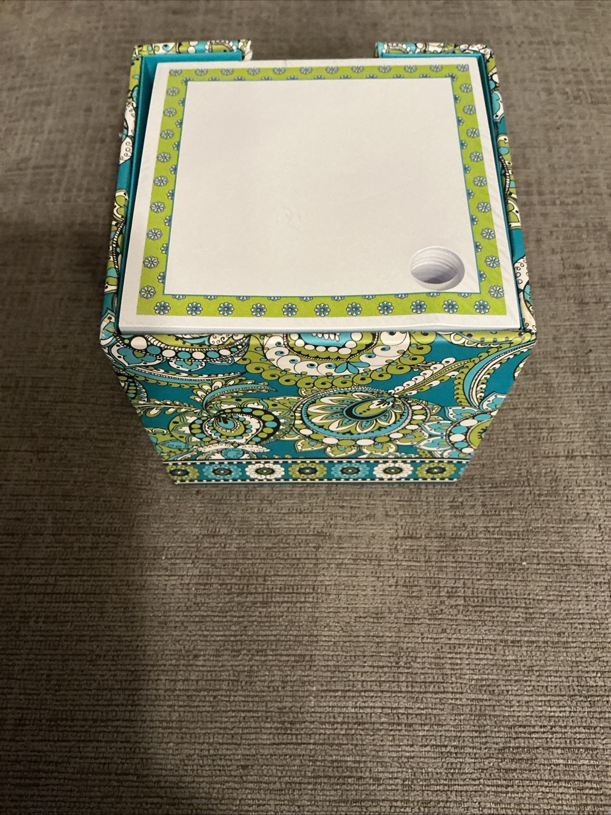 Vera Bradley Take Note Cube Peacock 600 notes pen holder New Sealed