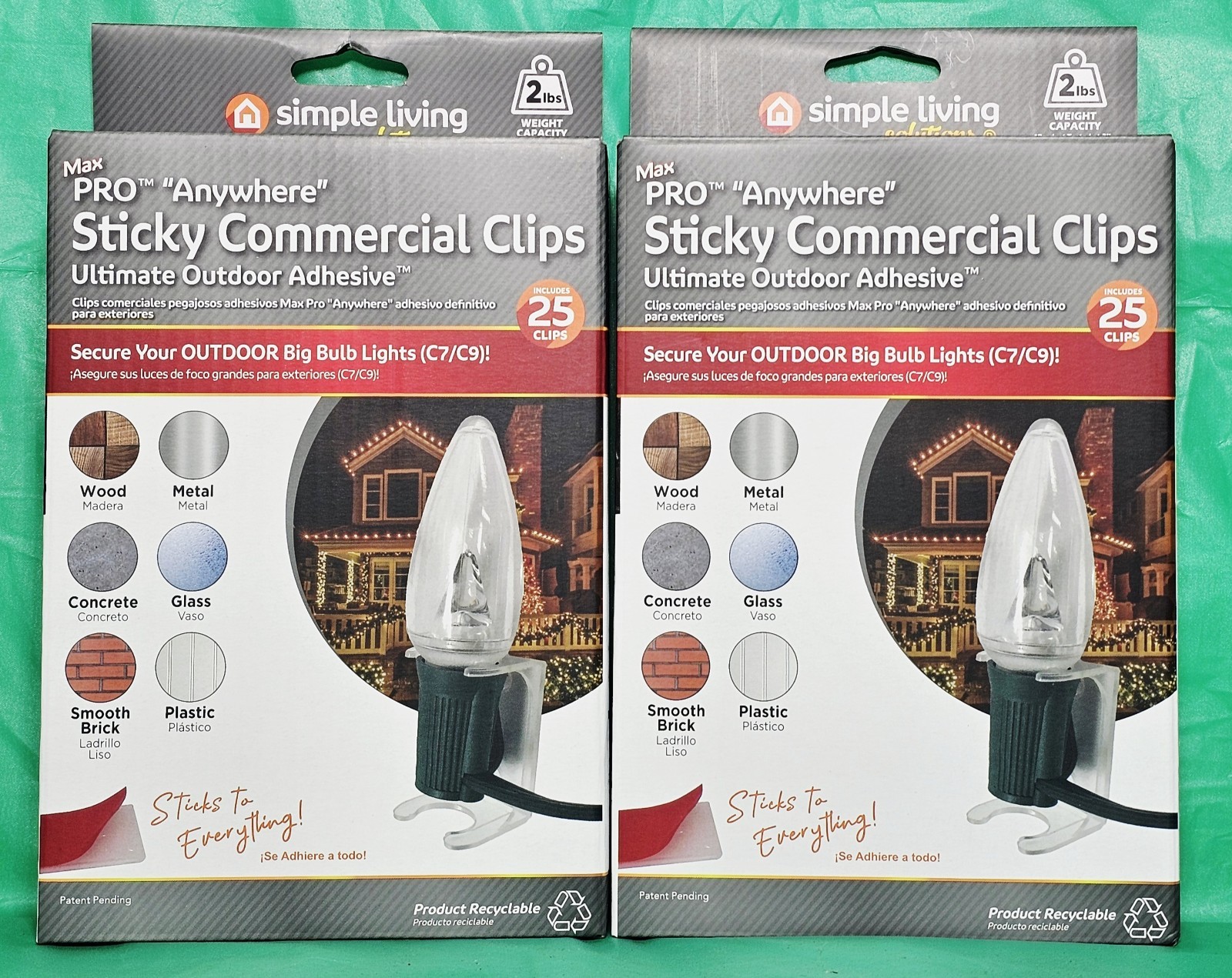 ***(Lot Of 2) Simple Living Solutions Max Pro "Anywhere" Sticky Commercial Clips