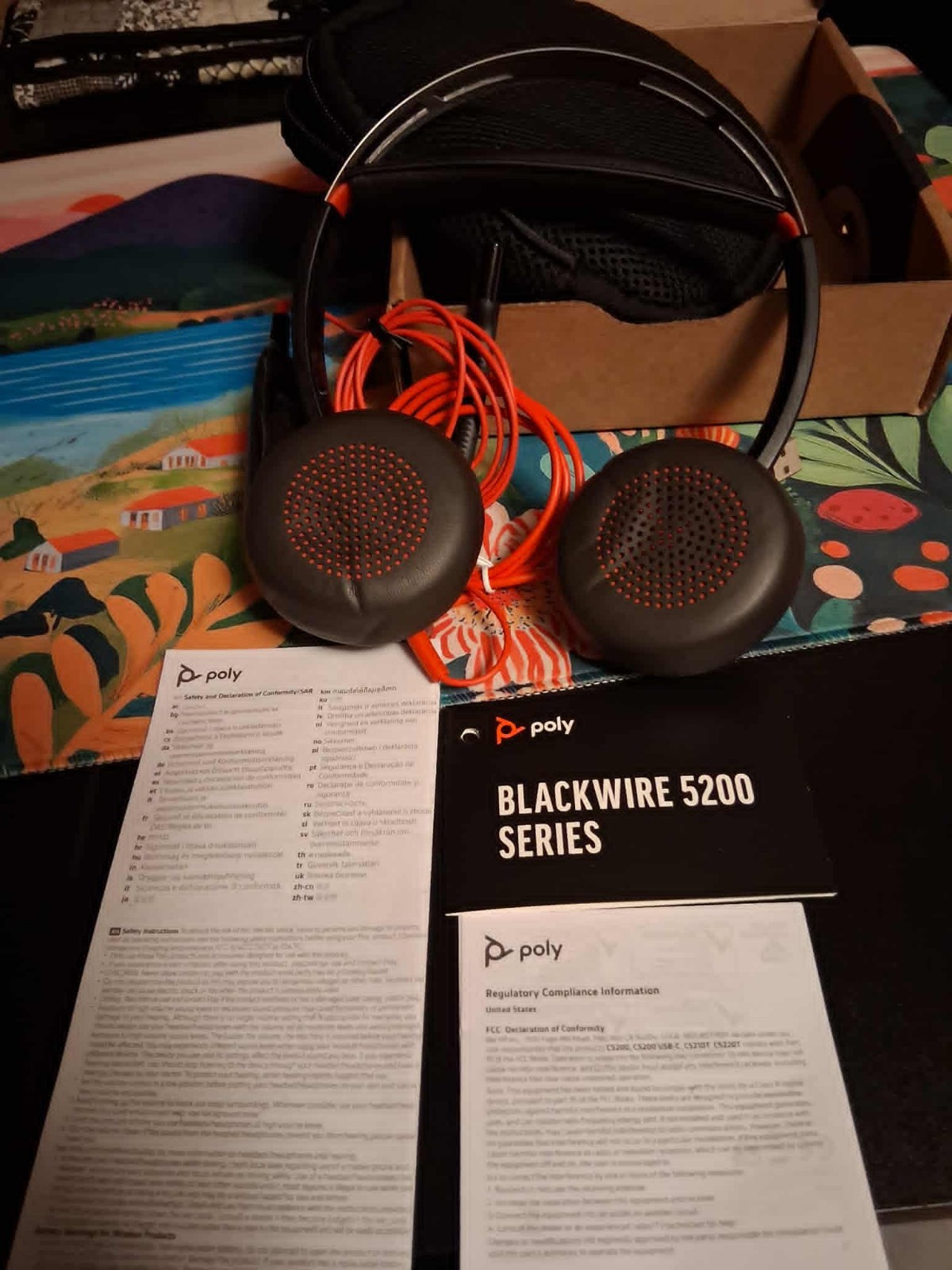 Poly Blackwire 5220 Black/Red Headsets USB-C 3.5m Dual Ear Wired In Box