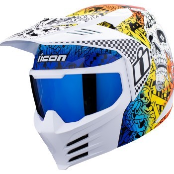 Icon Elsinore Helmet Full Face - Doodle 3 White - Adult Size XL 0104-3441