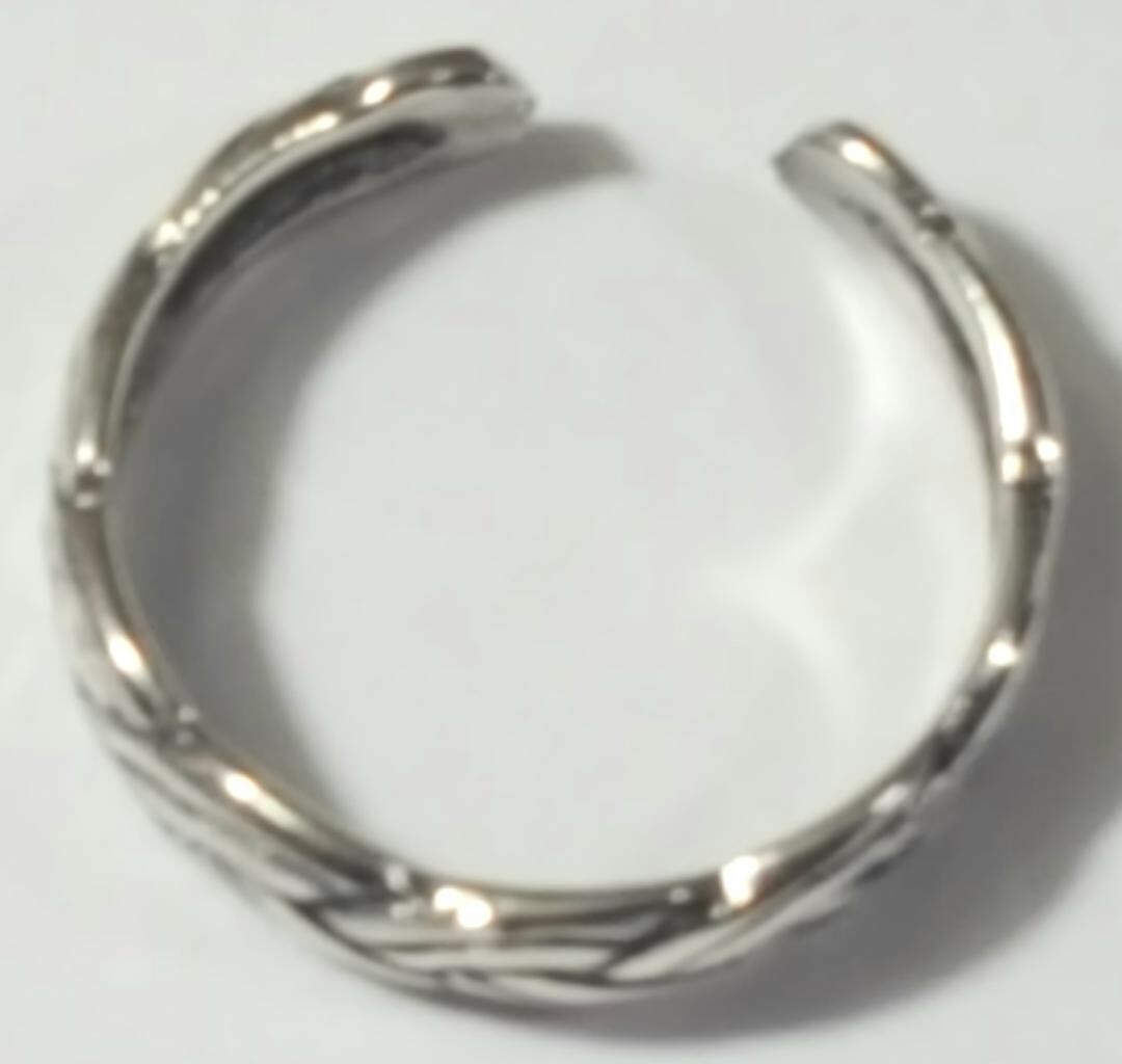 Braided Toe Ring Adjustable 925 Sterling Silver