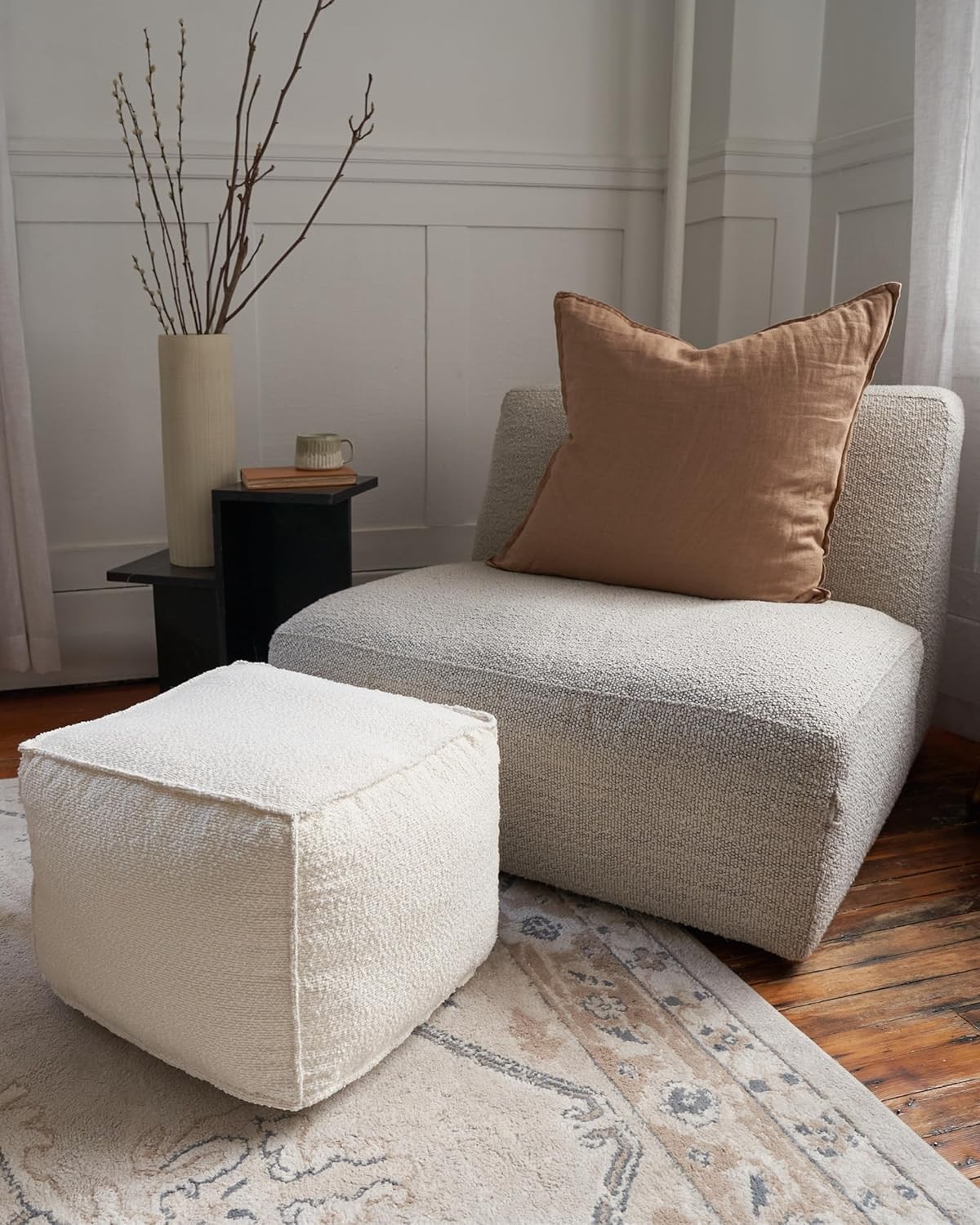 Beautiful Boucle Pouf Ottoman & Foot Rest Elevate Your Living Room Decor