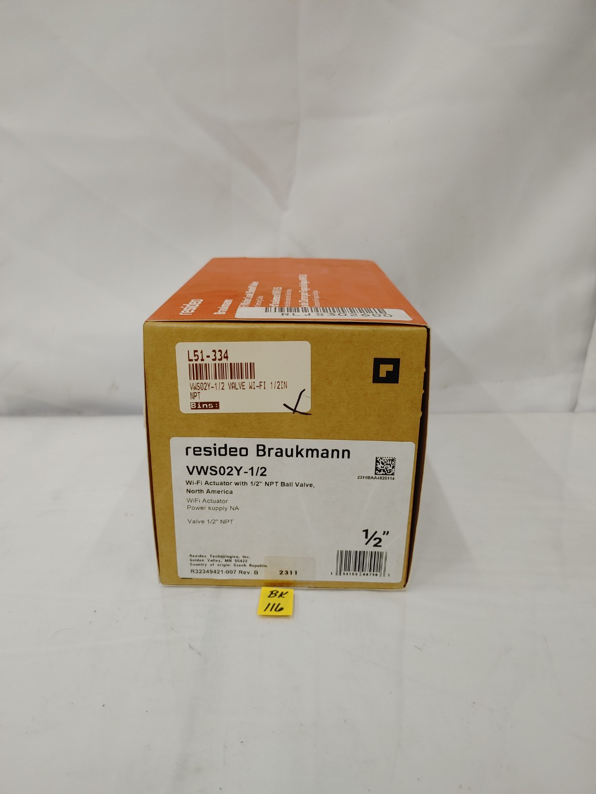 Honeywell Home VWS02Y-1/2-L5 Wi-Fi Actuator with 1/2 NPT Ball Valve