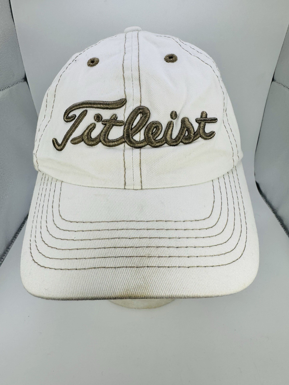 Titleist Morrissey Engineering Hat Cap Strapback White Bronze Has Stains