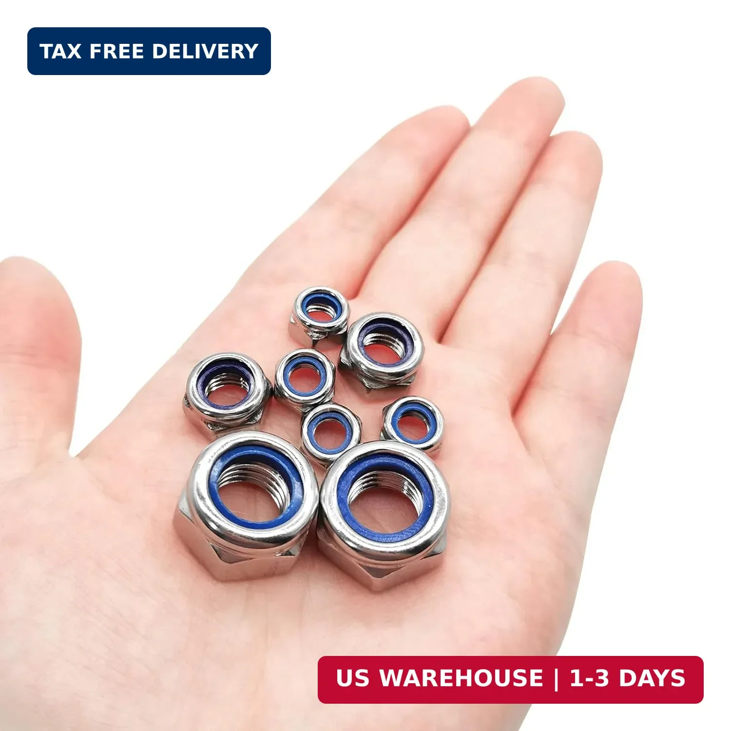20pcs M6 Nyloc Steel Nuts, Nylon Locknuts for Fastener, Nylon Inserted Hex Lock