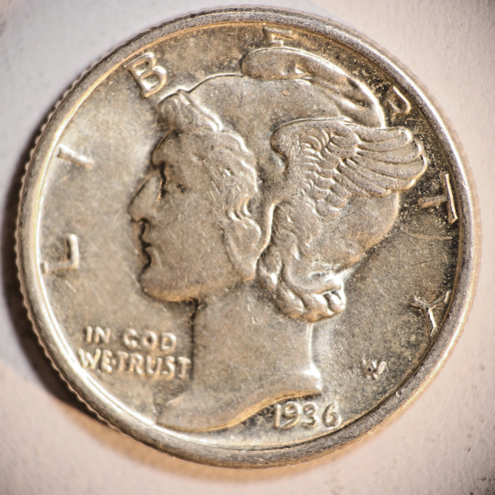 1936 P Mercury Dime 10C Cents Coin Silver, XF/AU!