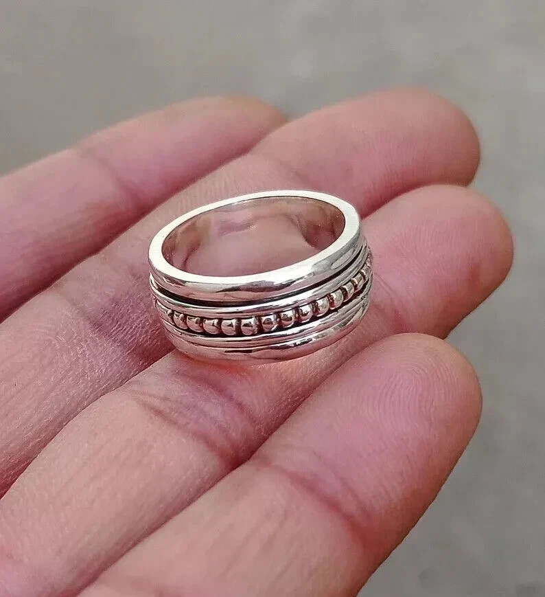 Solid 925 Sterling Silver New Designed Spinner Ring Band Handmade Ring All Size