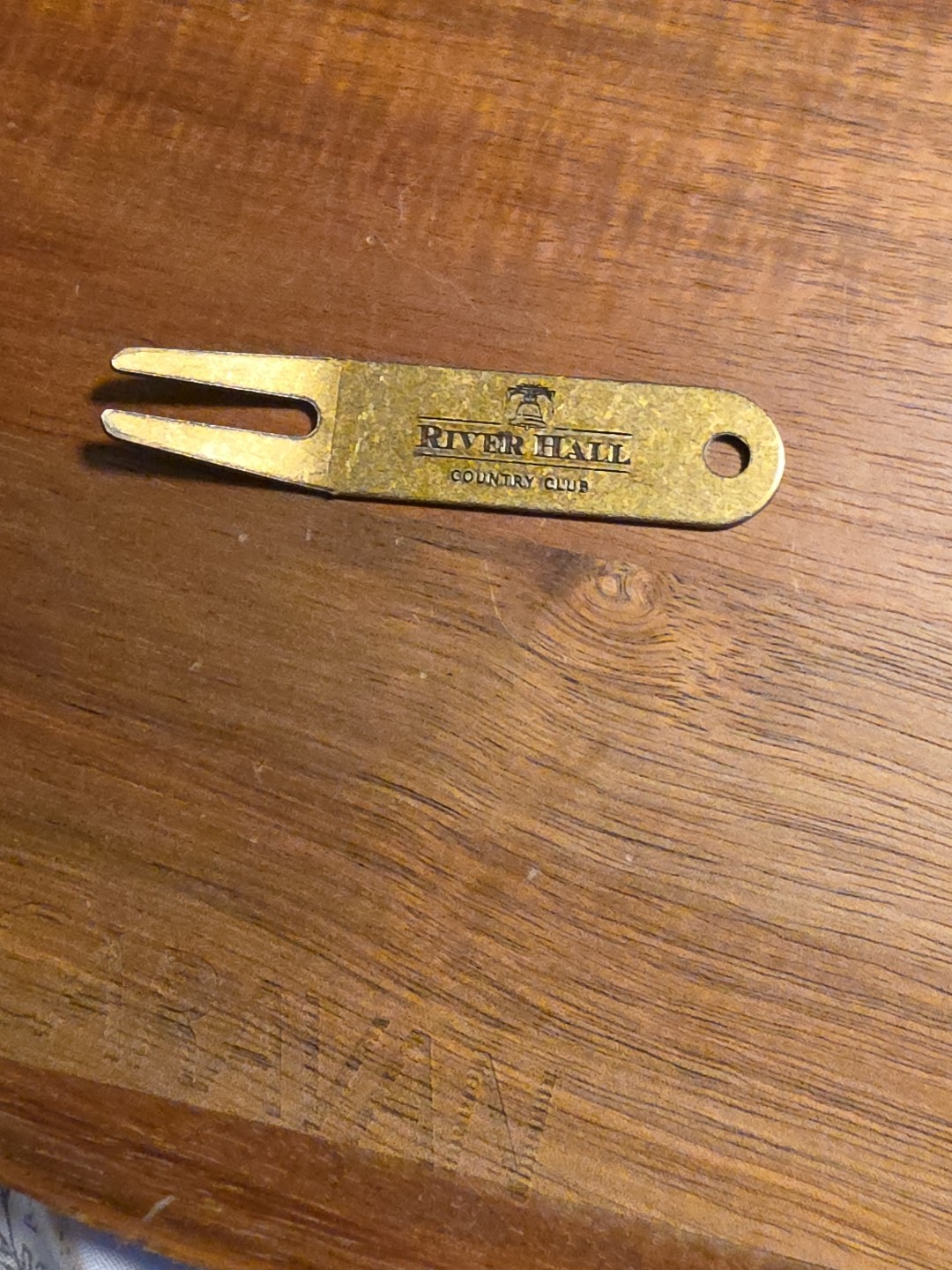 Vintage River Hall Country Club Brass Golf Divot Repair Tool