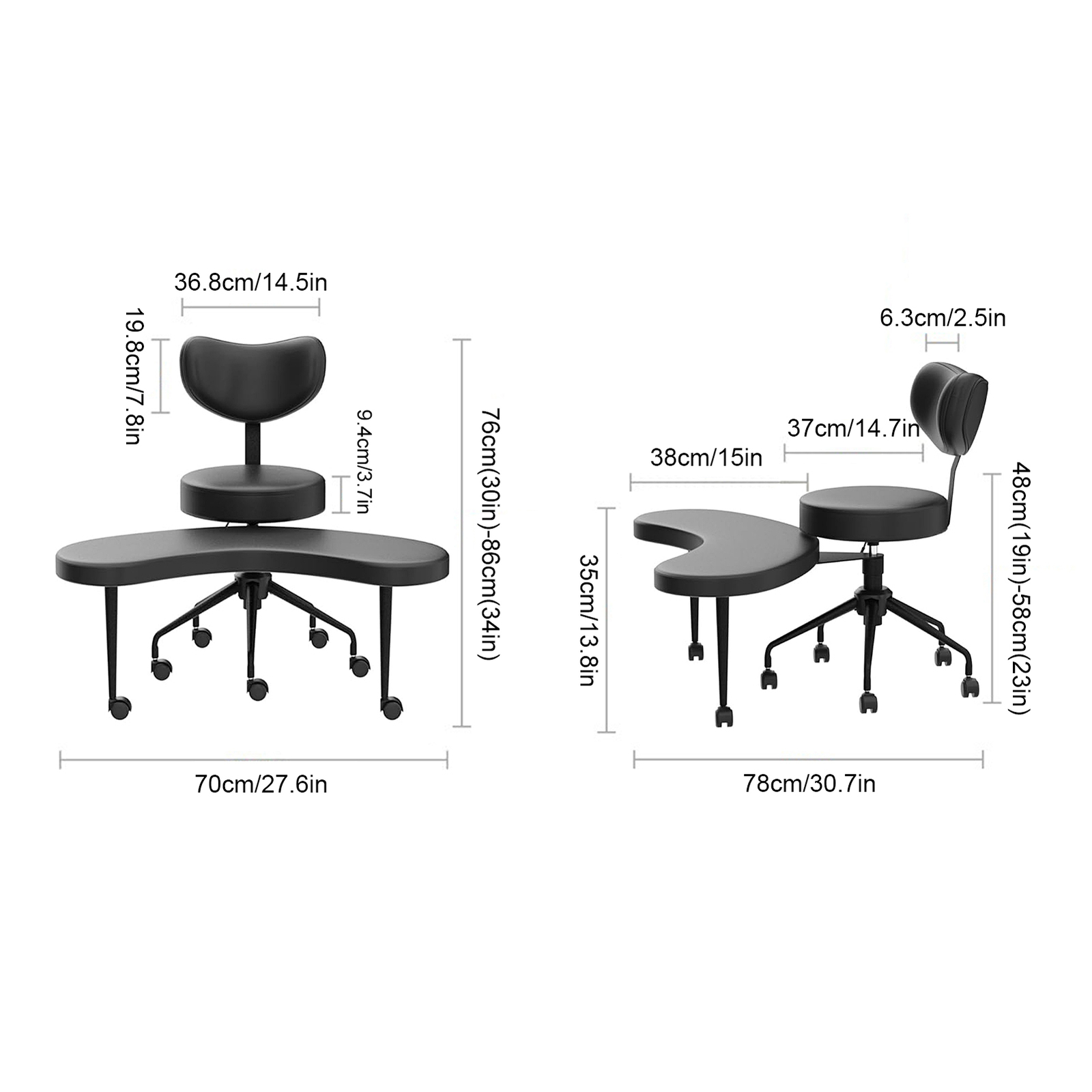 Ergonomic Crosss Legged Swivel Chair Adjustable Stool W/Whee Home/Offices Yoga