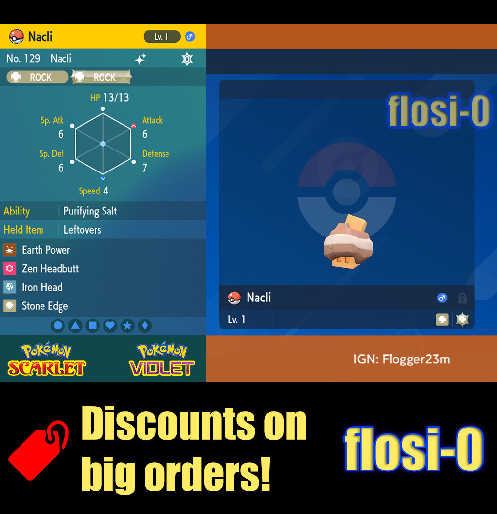 6IV Shiny Nacli Pokemon Scarlet and Violet
