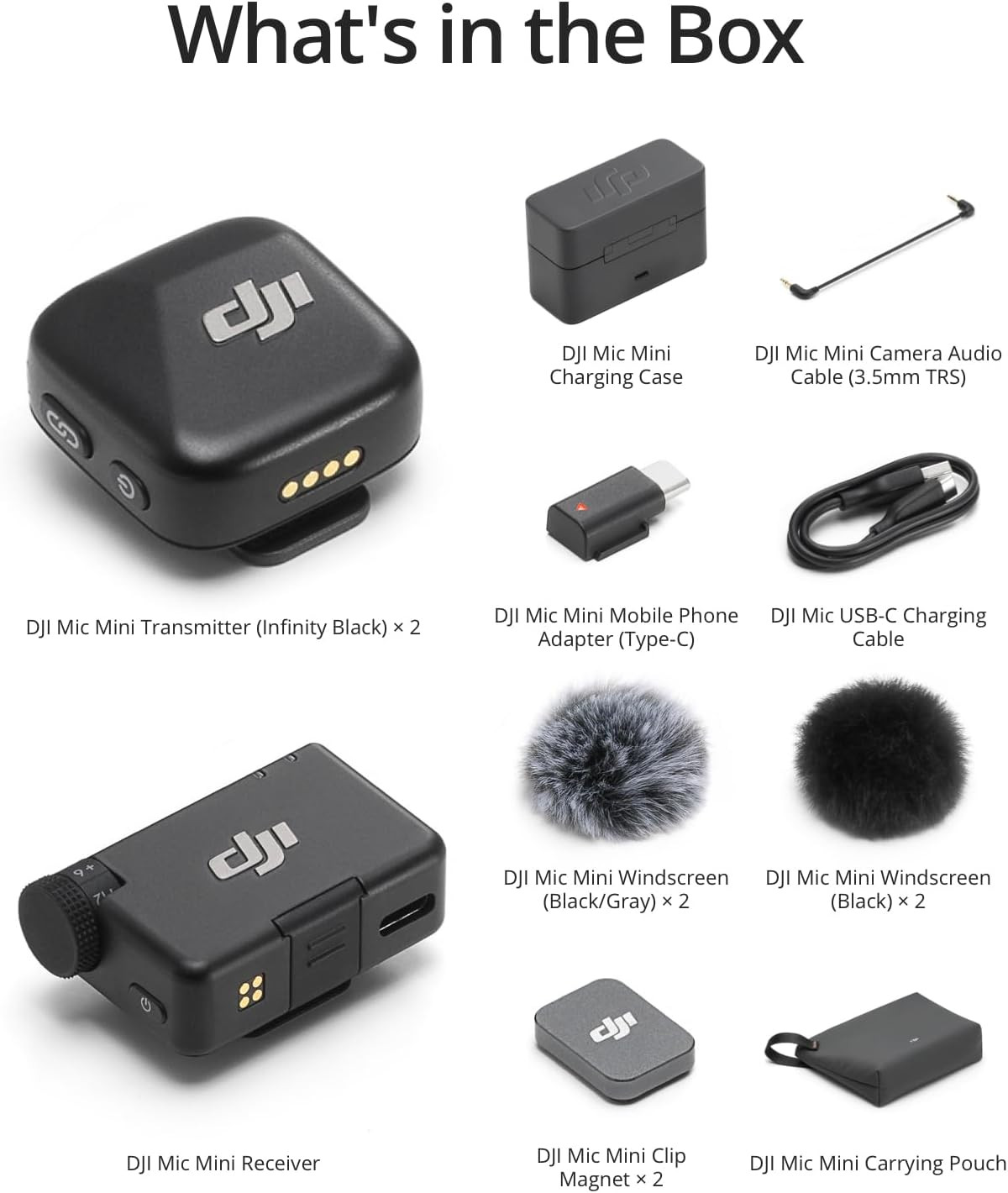 Mic Mini Wireless Lavalier Mic Bundle with Charging Case & 2 Lapel Mics