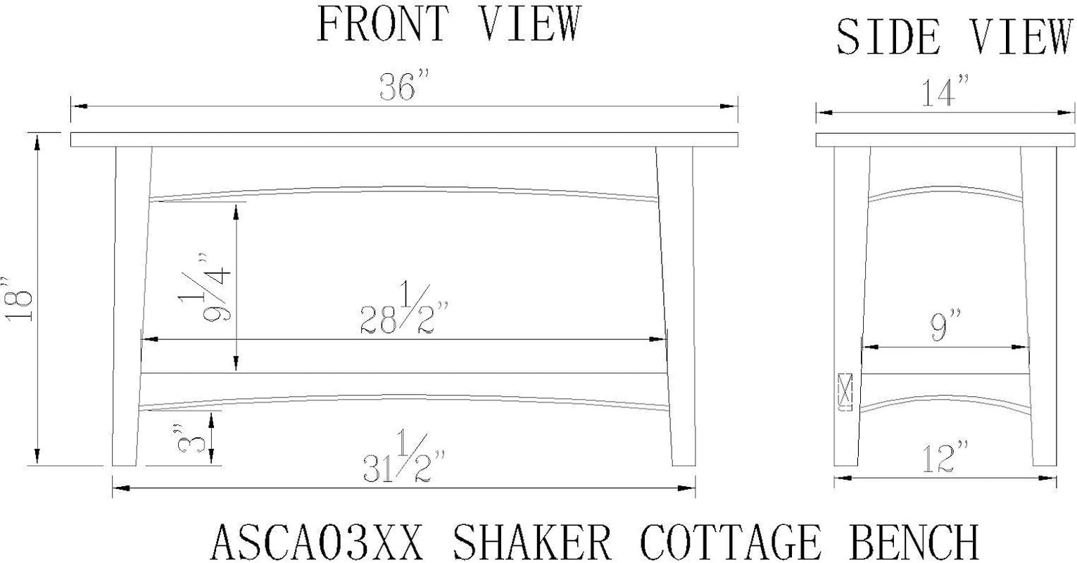 Shaker Cottage Bench with Shelf, Ivory
