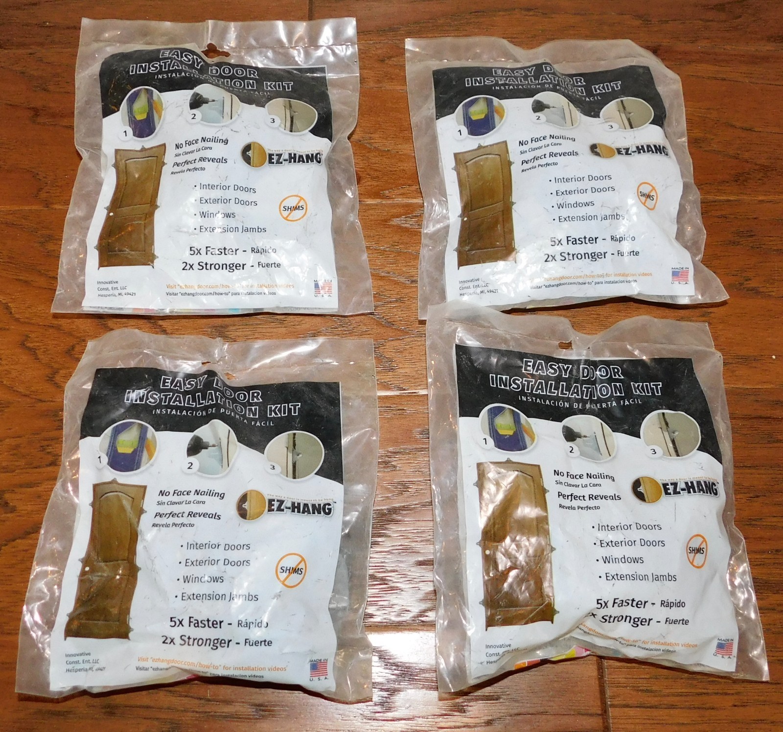 Lot of 4 EZ-HANG Easy Door Window Installation Kit Interior Exterior NEW