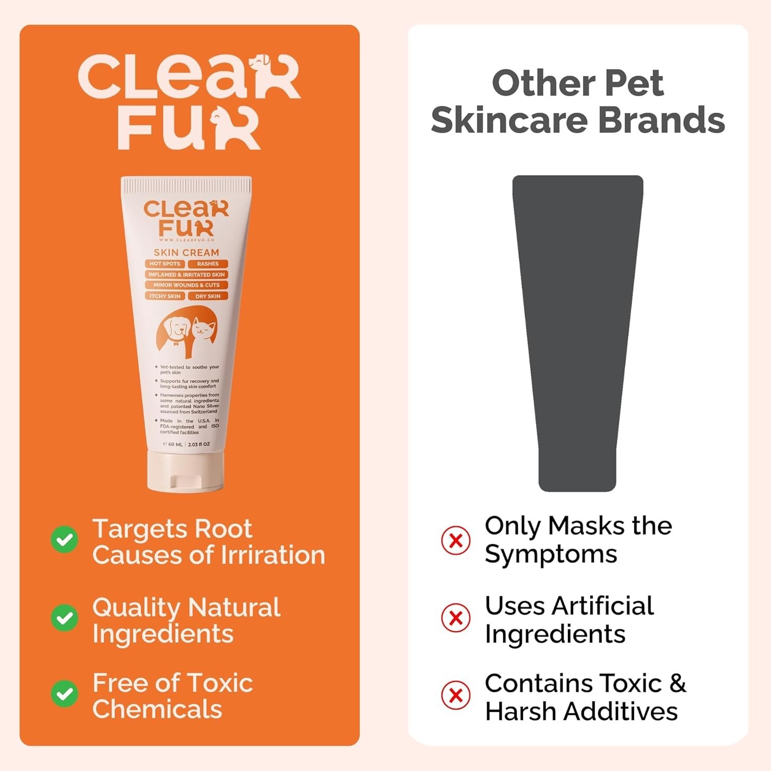 New Hot Spot & Itch Relief Skin Cream 2oz – Dogs & Cats, Natural Colloidal Silve
