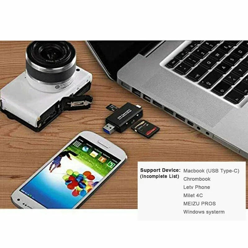 Card Reader USB 3.0 Type C Micro SD TF OTG Smart Memory Adapter Laptop Computer