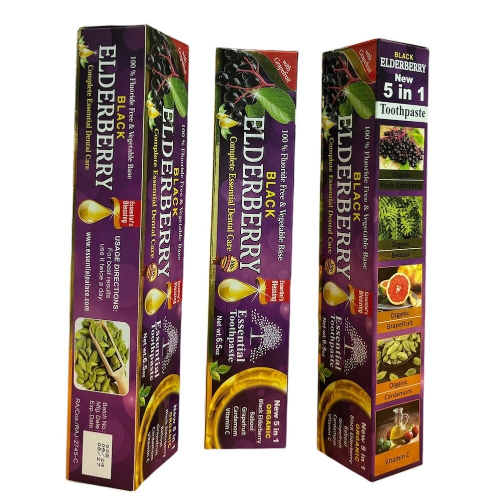 Toothpaste-1 Tube Elderberry Toothpaste 5 in 1,Fluoride Free by Essential Palace