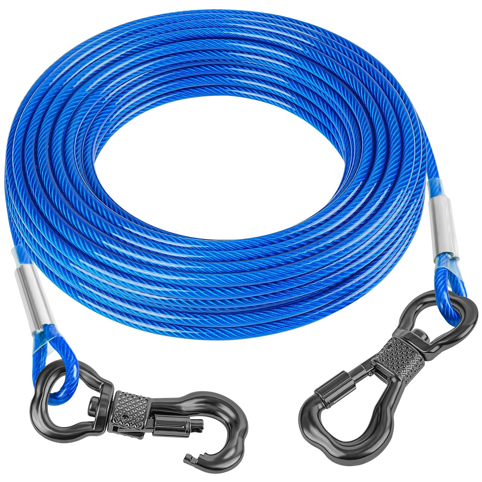 40FT Reflective Tie Out Cable for Dogs Up to 250 Pounds, Steel Wire Lead Leas...