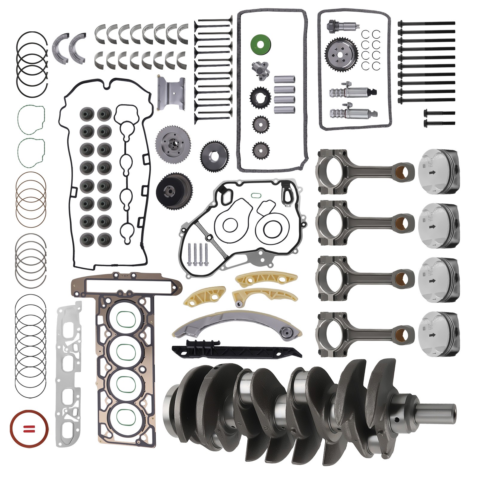 2.4L Engine Overhaul Rebuild Kit Rod & Timing Chain VVT Set for Chevy Buick GMC