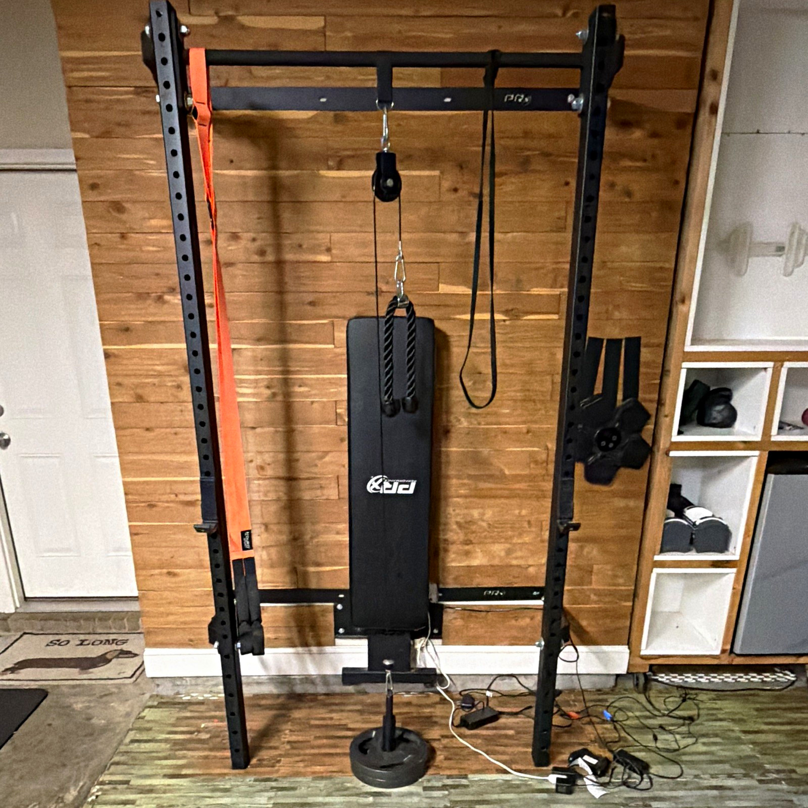 PRx Wall Mounted Folding Power Rack w/ Pull-Up Bar, Steel, Black