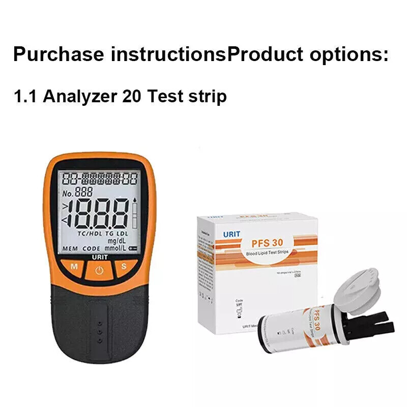 URIT 5-in-1 Lipid Meter Cholesterol Triglyceride Analyzer with 20 Test Strips