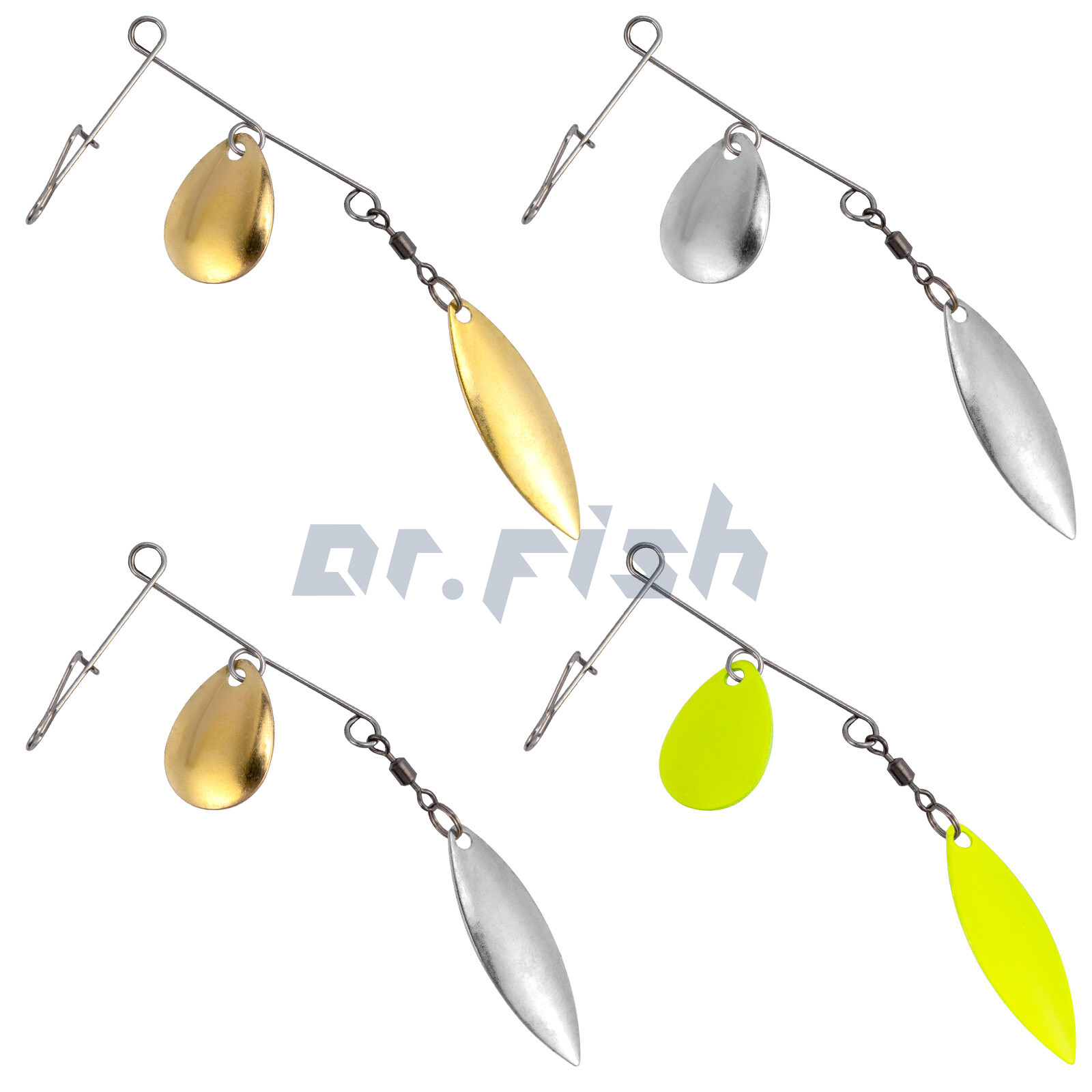 Dr.Fish 10 Pack Fishing Jig Spinnerbait Colorado Willow Spinner Blade Rig Kit US