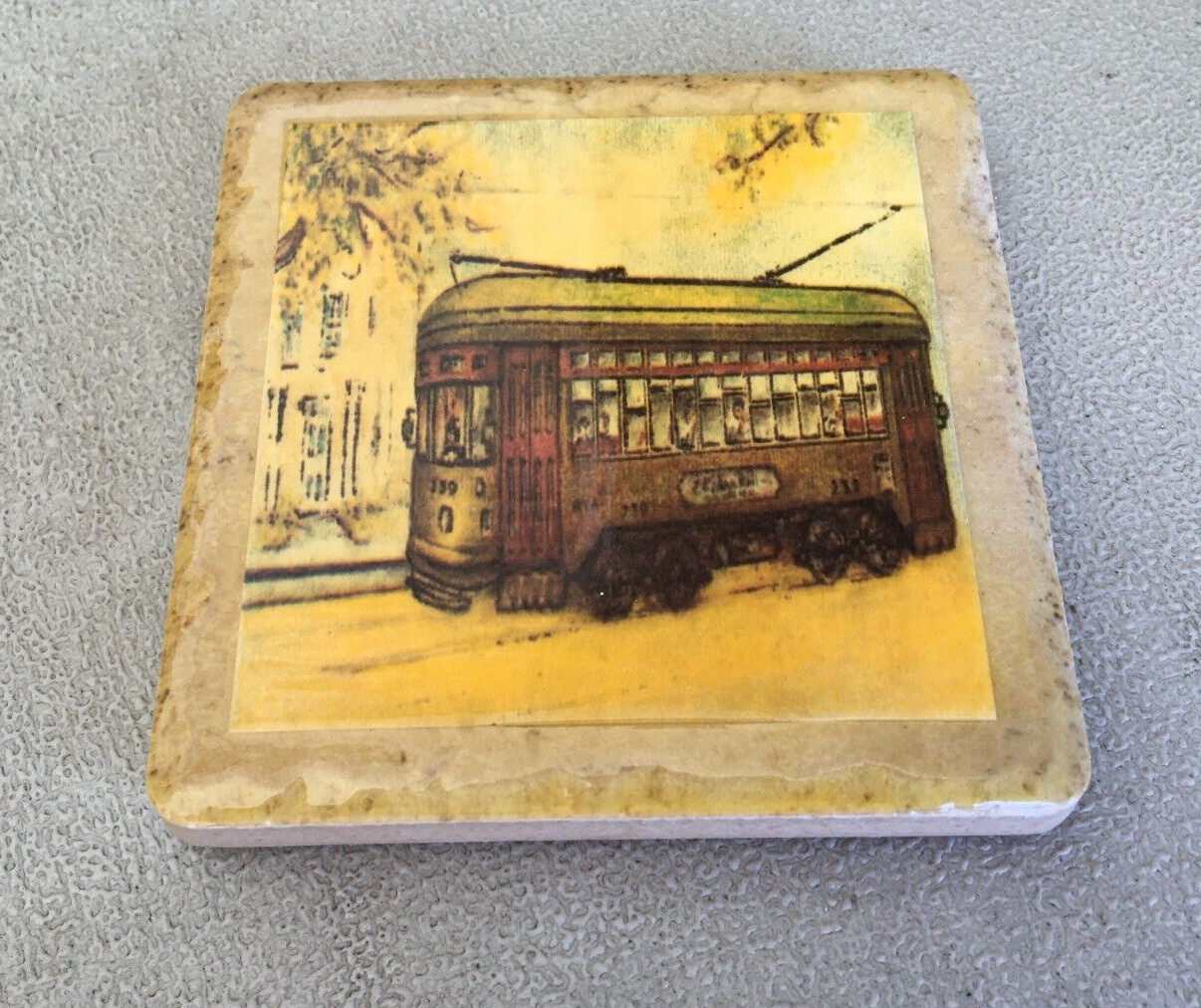 GORGEOUS NEW ORLEANS STREETCAR  ART TILE APPROX. 4"X4"