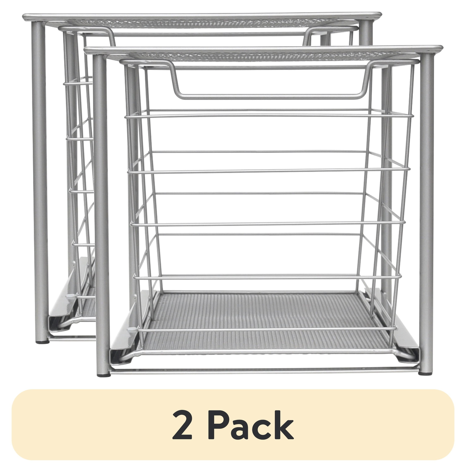 (2 pack) Small Stackable Slide-Out Drawer Organizer, Black