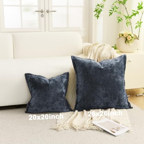Greek Velvet Euro Sham Covers Set of 2 26x26 26" x 26" (Pack of 2) Gray Blue