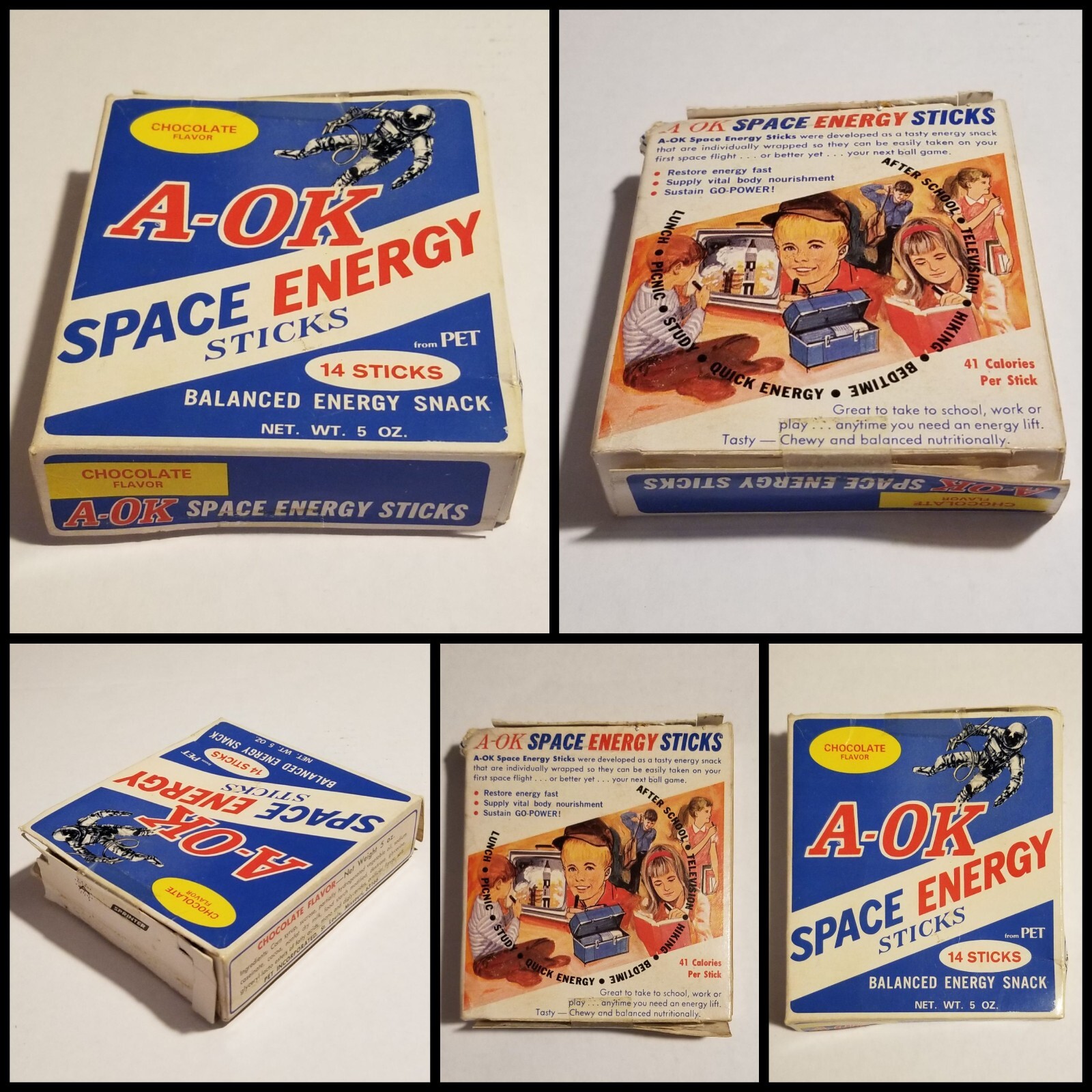 RARE 1960's A-OK Space Energy Sticks from PET Chocolate Flavor, EMPTY Box Only
