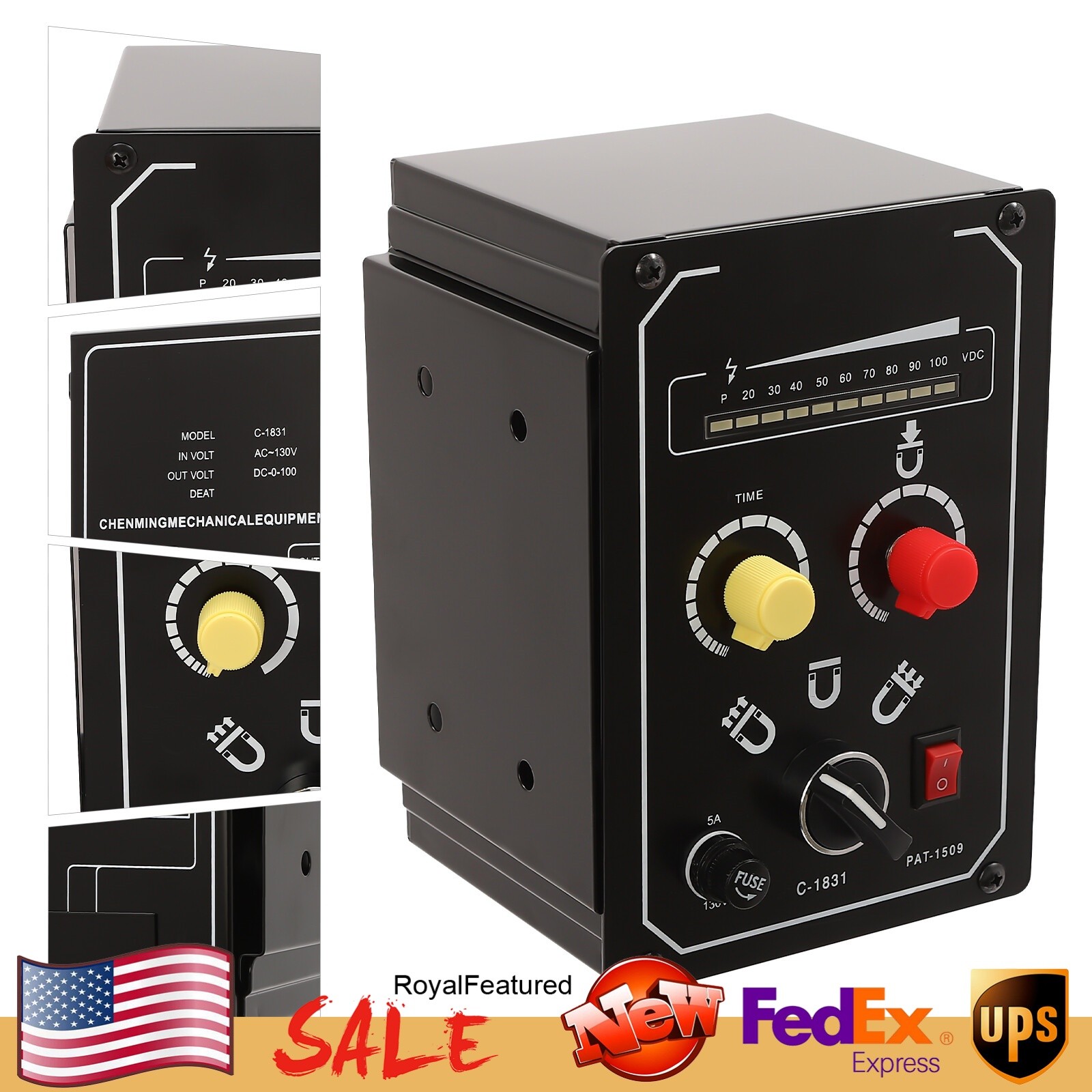 Electro Magnetic Chuck Controller 0-100V 5A DC Magnetic Force Adjustable 110V