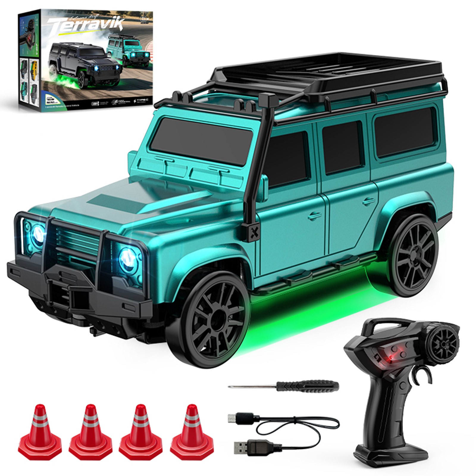 RC Drift Car KF20 Mini Desktop 1:64 Racing Car 4WD 2.4G Remote Controller Toys