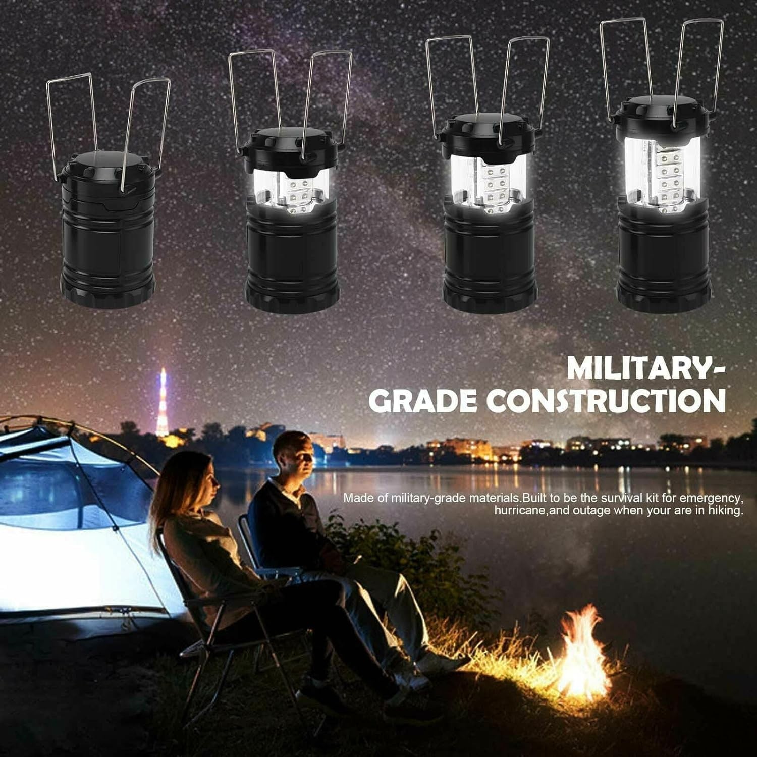 2pcs LED Camping Lantern Collapsible Portable LED Lanterns, Battery Powered E...