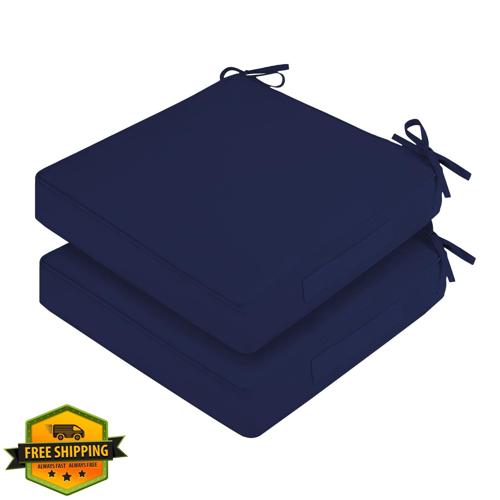 HOMELYSIAN 22" Square Patio Chair Cushions Set of 2 Navy Waterproof Removable