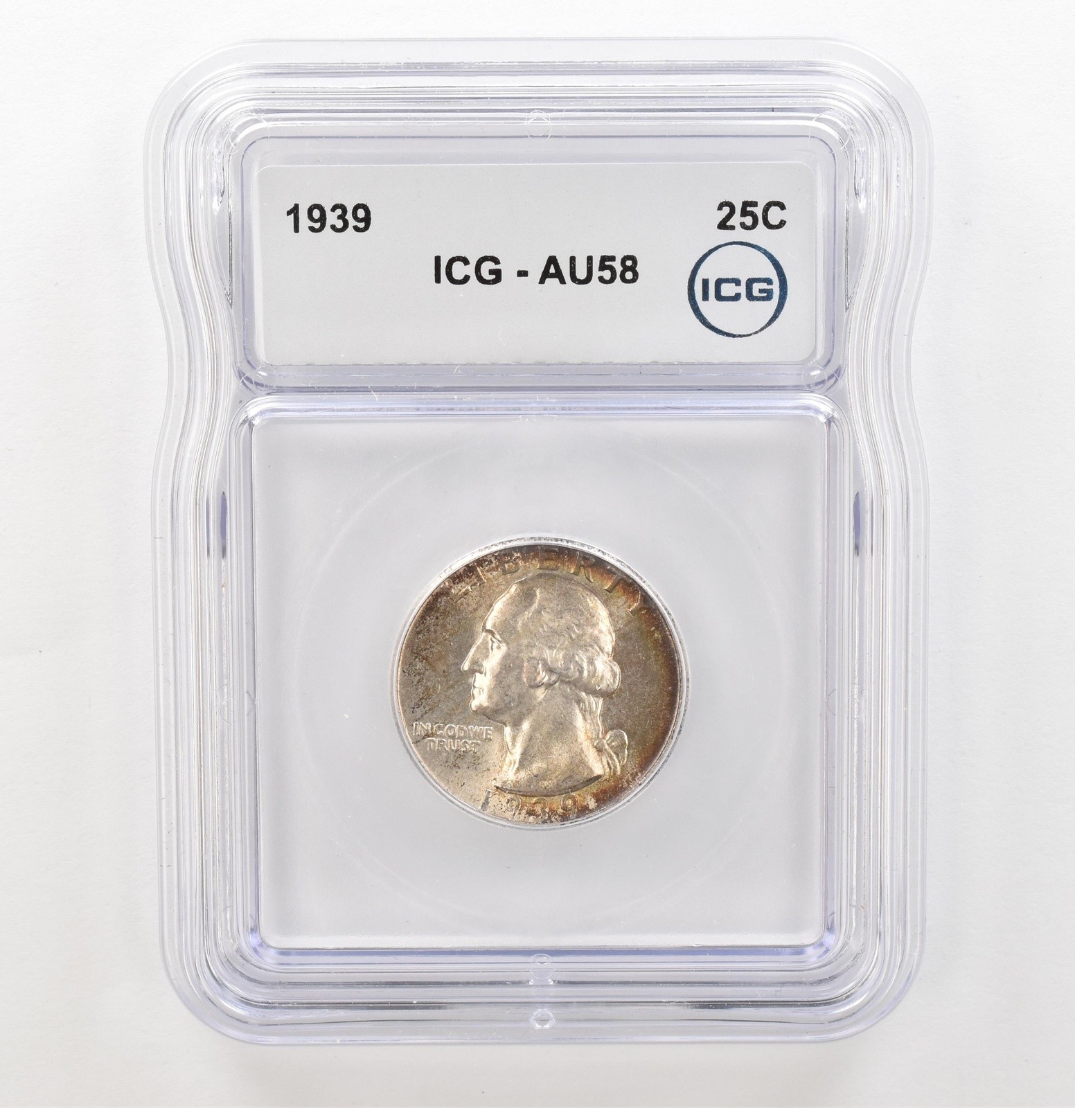 1939 Washington Quarter AU58 ICG Peripheral Tone *3898
