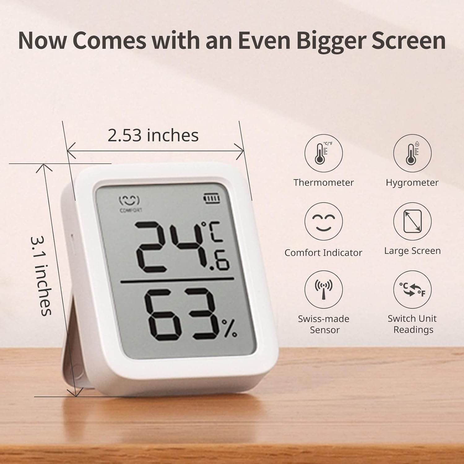 SwitchBot Thermometer Hygrometer, Meter Plus 1 pack, white
