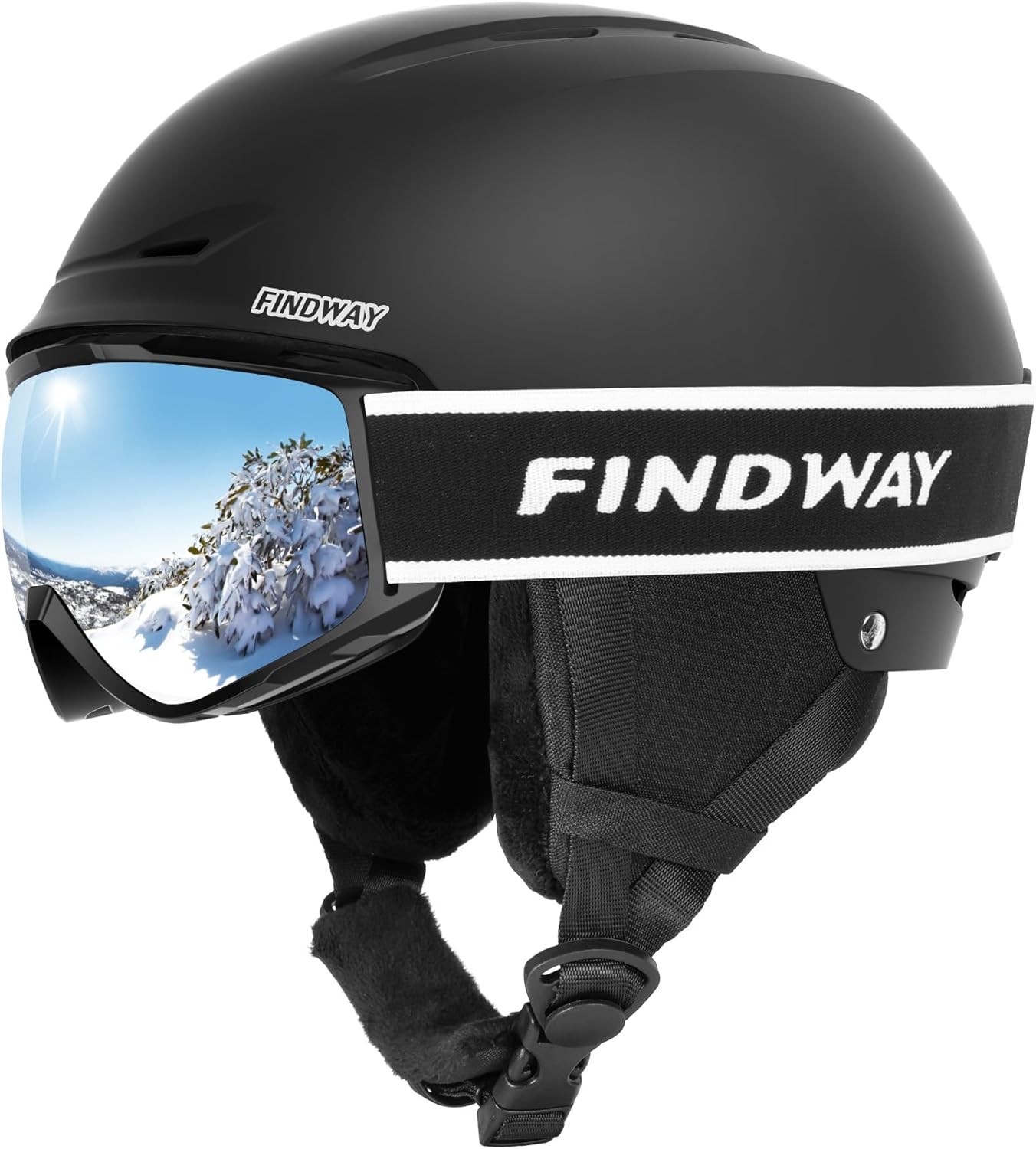 Findway Ski Snow Helmet with Goggles Medium Black NEW RRP £70 FREE P&P BARGAIN!